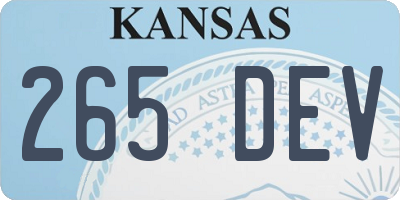 KS license plate 265DEV
