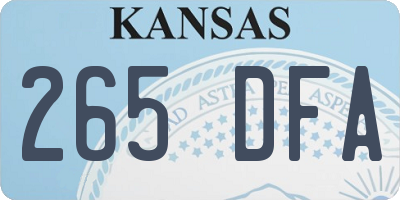 KS license plate 265DFA