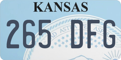 KS license plate 265DFG