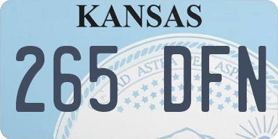 KS license plate 265DFN
