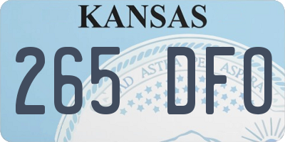 KS license plate 265DFO