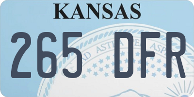 KS license plate 265DFR