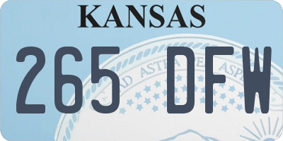 KS license plate 265DFW