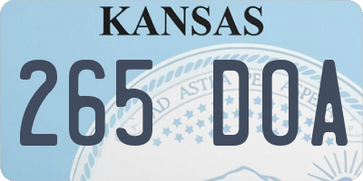 KS license plate 265DOA