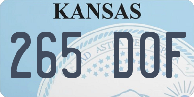 KS license plate 265DOF