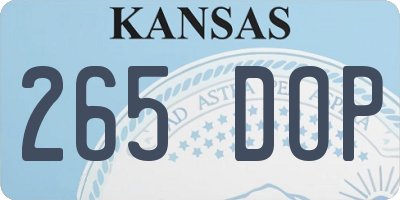 KS license plate 265DOP