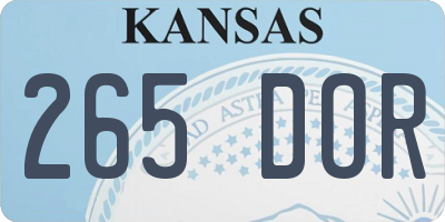 KS license plate 265DOR