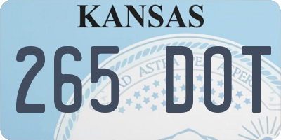 KS license plate 265DOT