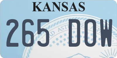 KS license plate 265DOW