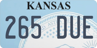 KS license plate 265DUE