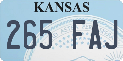 KS license plate 265FAJ