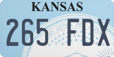 KS license plate 265FDX