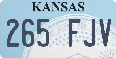 KS license plate 265FJV