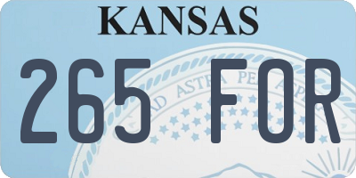 KS license plate 265FOR