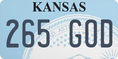 KS license plate 265GOD