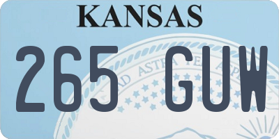 KS license plate 265GUW