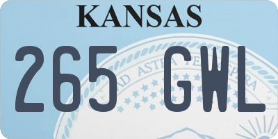 KS license plate 265GWL