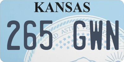 KS license plate 265GWN