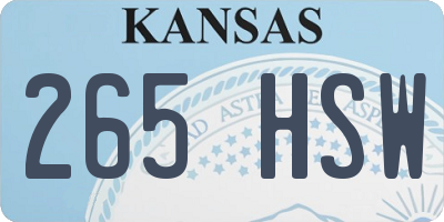 KS license plate 265HSW