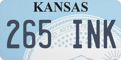 KS license plate 265INK