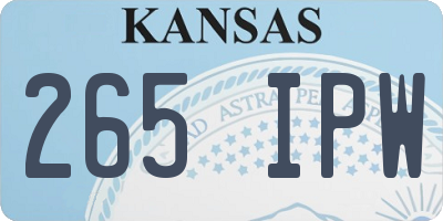 KS license plate 265IPW