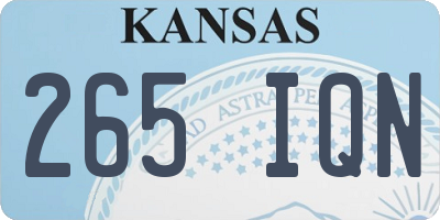 KS license plate 265IQN