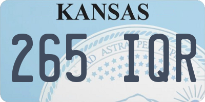 KS license plate 265IQR
