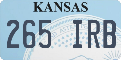 KS license plate 265IRB