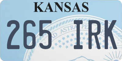 KS license plate 265IRK