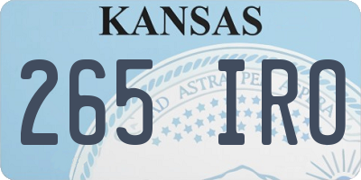 KS license plate 265IRO