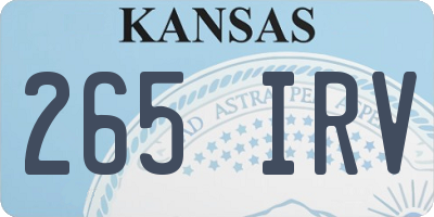 KS license plate 265IRV