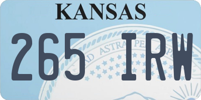 KS license plate 265IRW