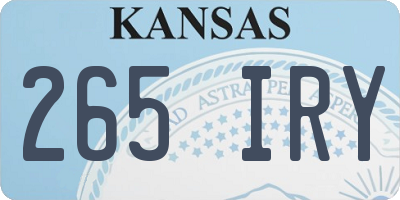 KS license plate 265IRY