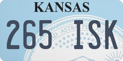 KS license plate 265ISK