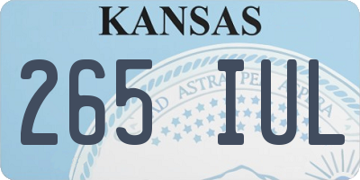 KS license plate 265IUL