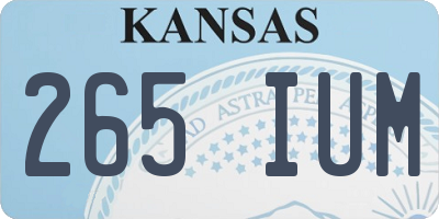 KS license plate 265IUM