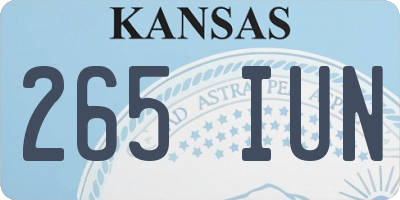KS license plate 265IUN