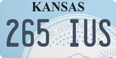 KS license plate 265IUS