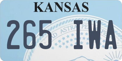 KS license plate 265IWA