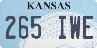 KS license plate 265IWE