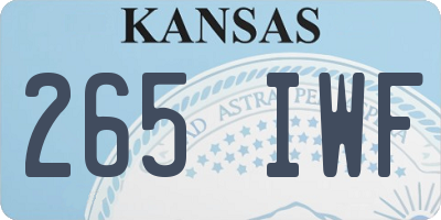 KS license plate 265IWF