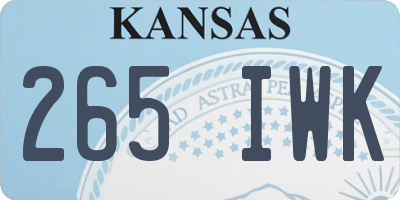 KS license plate 265IWK