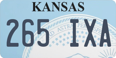 KS license plate 265IXA