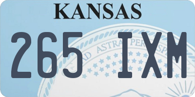 KS license plate 265IXM