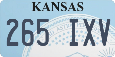 KS license plate 265IXV