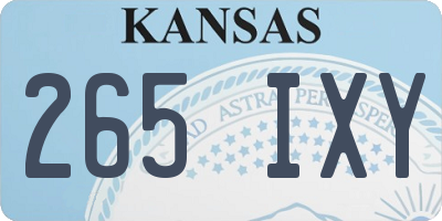 KS license plate 265IXY