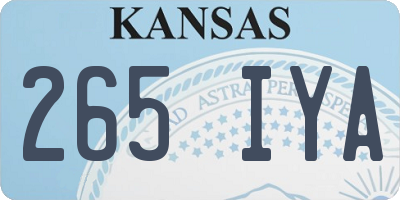 KS license plate 265IYA