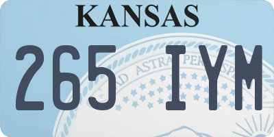 KS license plate 265IYM
