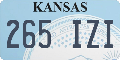 KS license plate 265IZI