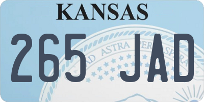 KS license plate 265JAD